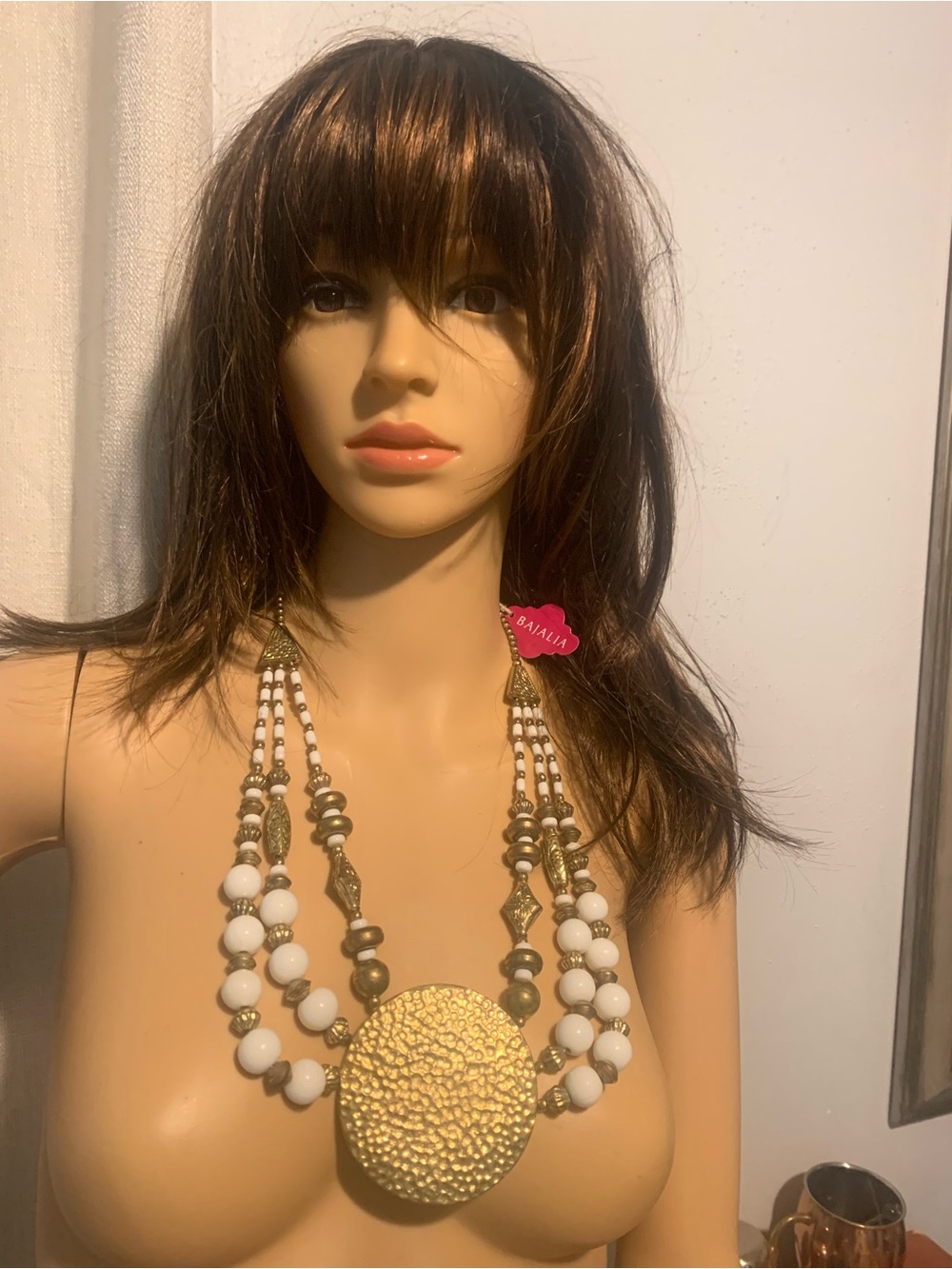 BAJALIA Gold and White Beaded Necklace
